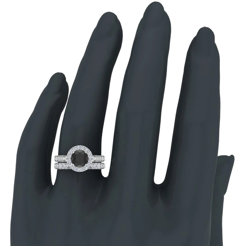 18K White Gold Halo Wedding Ring Set 5.15 Carat I20443