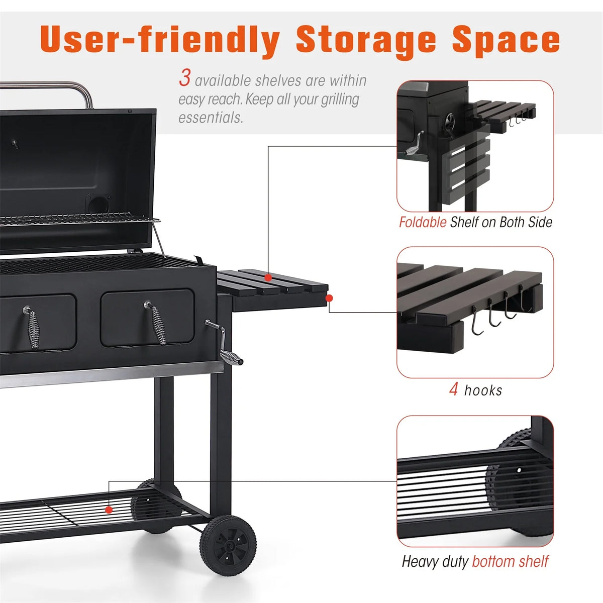 Charcoal Grill Extra Large Portable BBQ Grill L165462