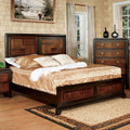 King Size Acacia Panel Bed Two Tone Walnut Bedframe C60878