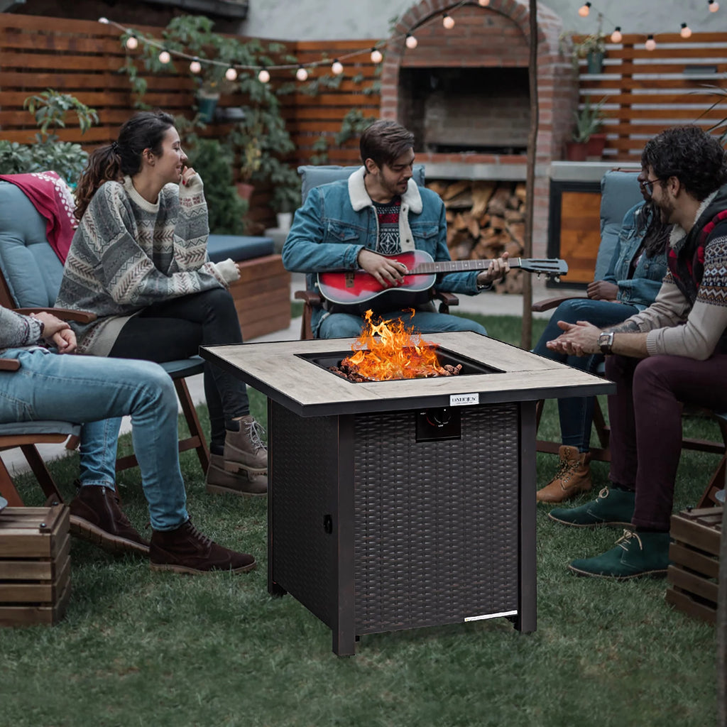 30'' Square Propane Gas Fire Pit Table 50,000 BTU with Cover P312