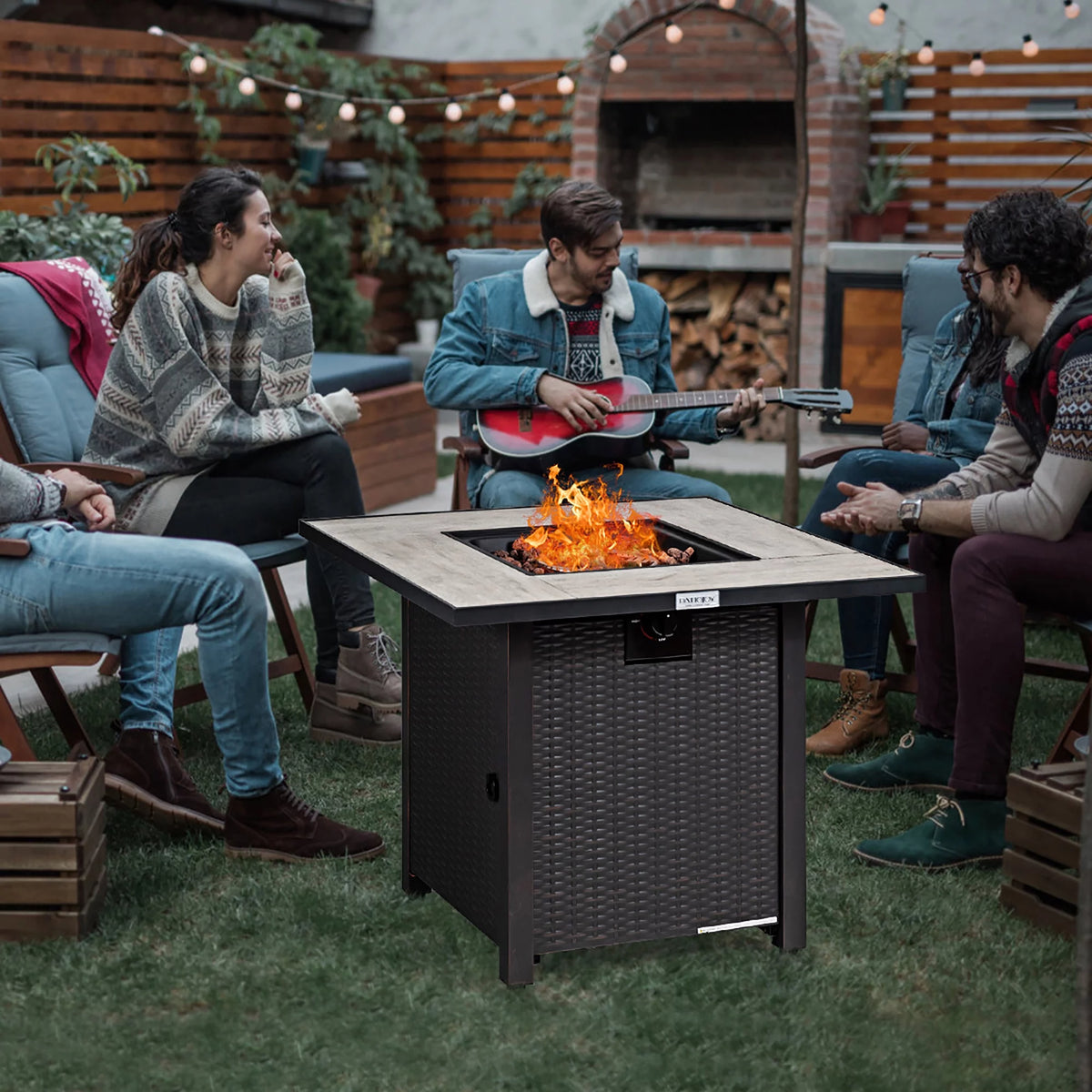 30'' Square Propane Gas Fire Pit Table 50,000 BTU with Cover P312