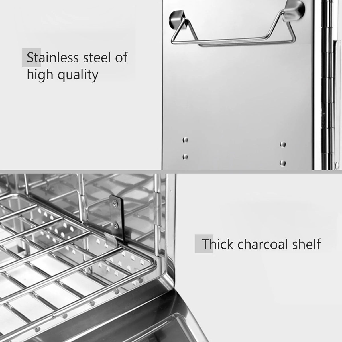 Wood Stainless Steel Foldable Charcoal Grill Y595422