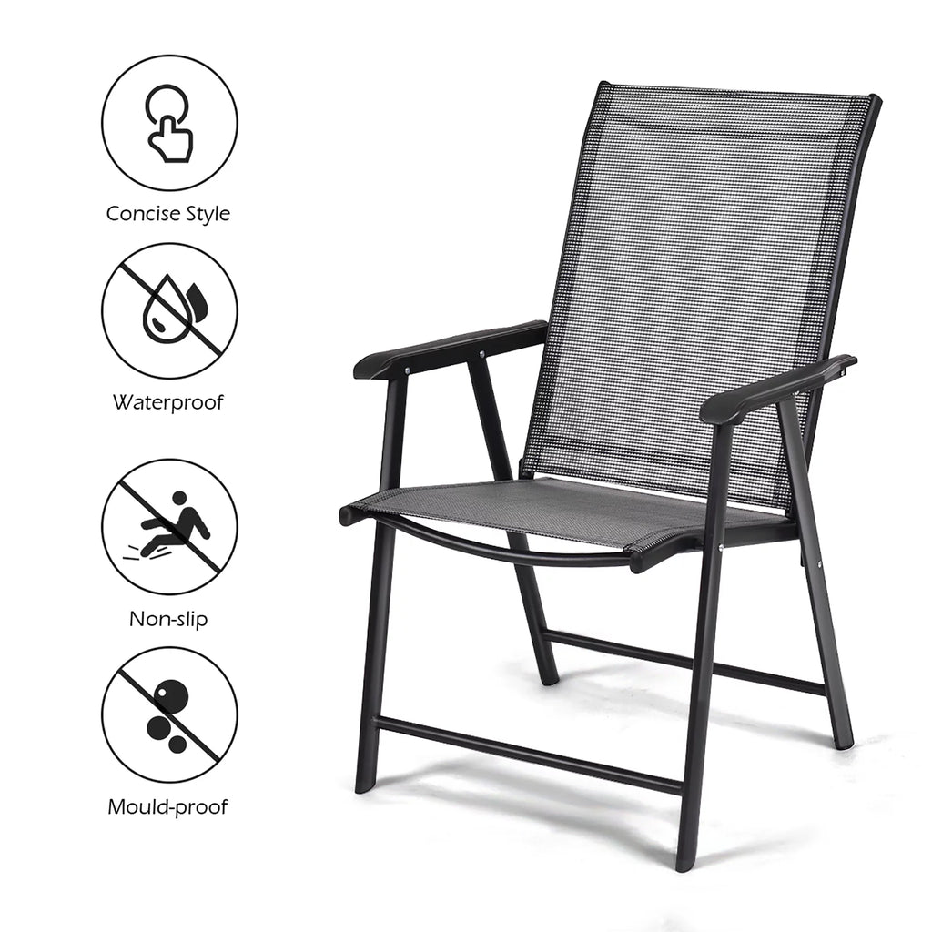Set of 4 Outdoor Folding Chairs with Armrest T505518