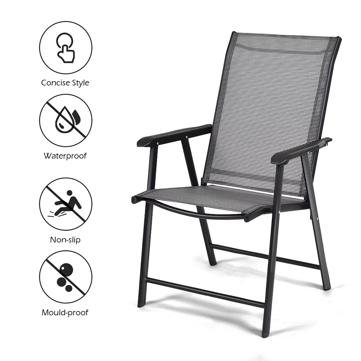 Set of 4 Outdoor Folding Chairs with Armrest T505518