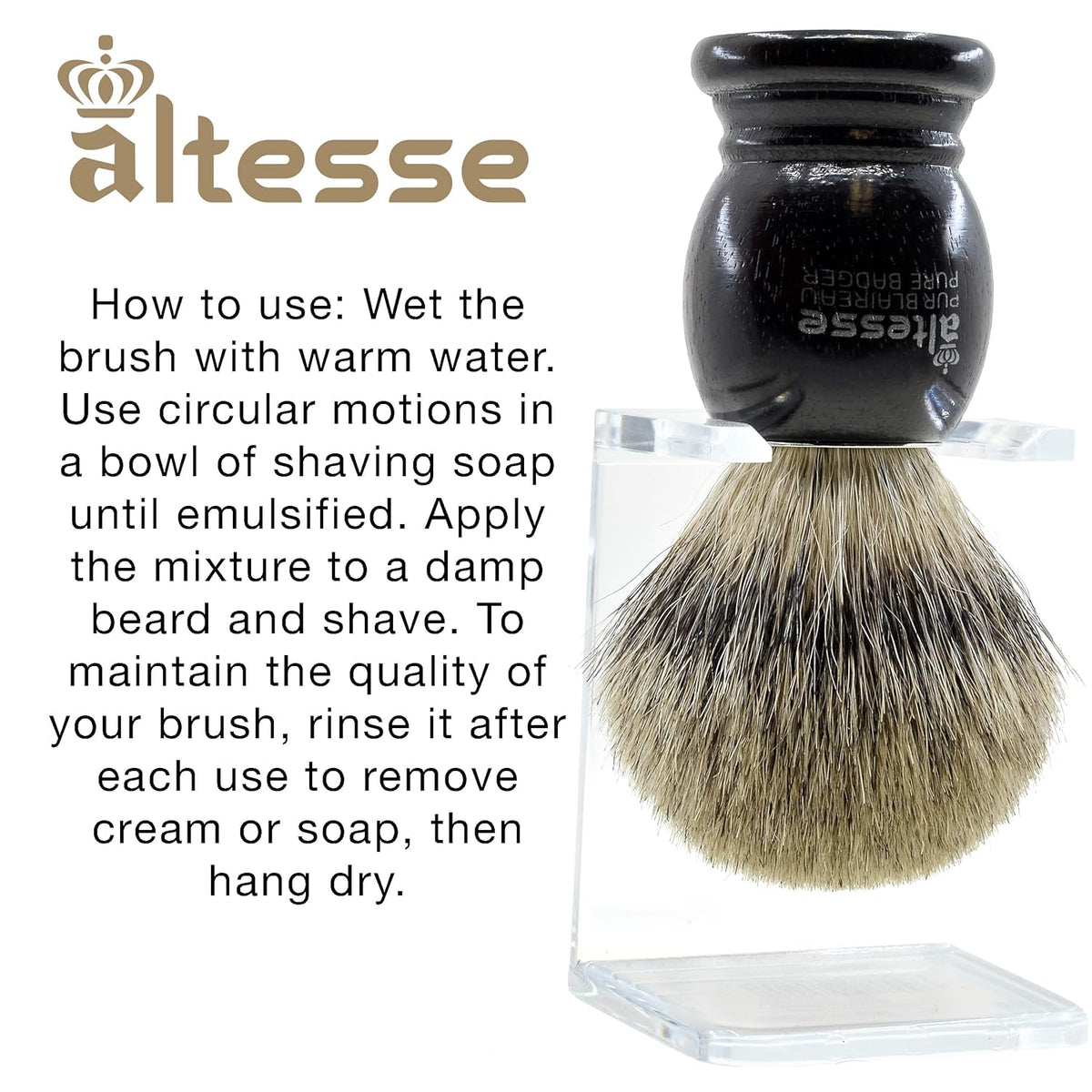European Grey Badger Shaving Brush B487