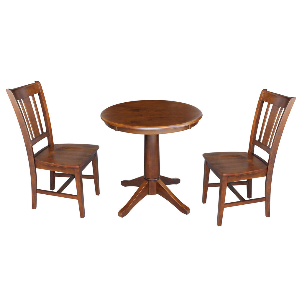 Espresso Round Top Pedestal Table with 2 Chairs N414931