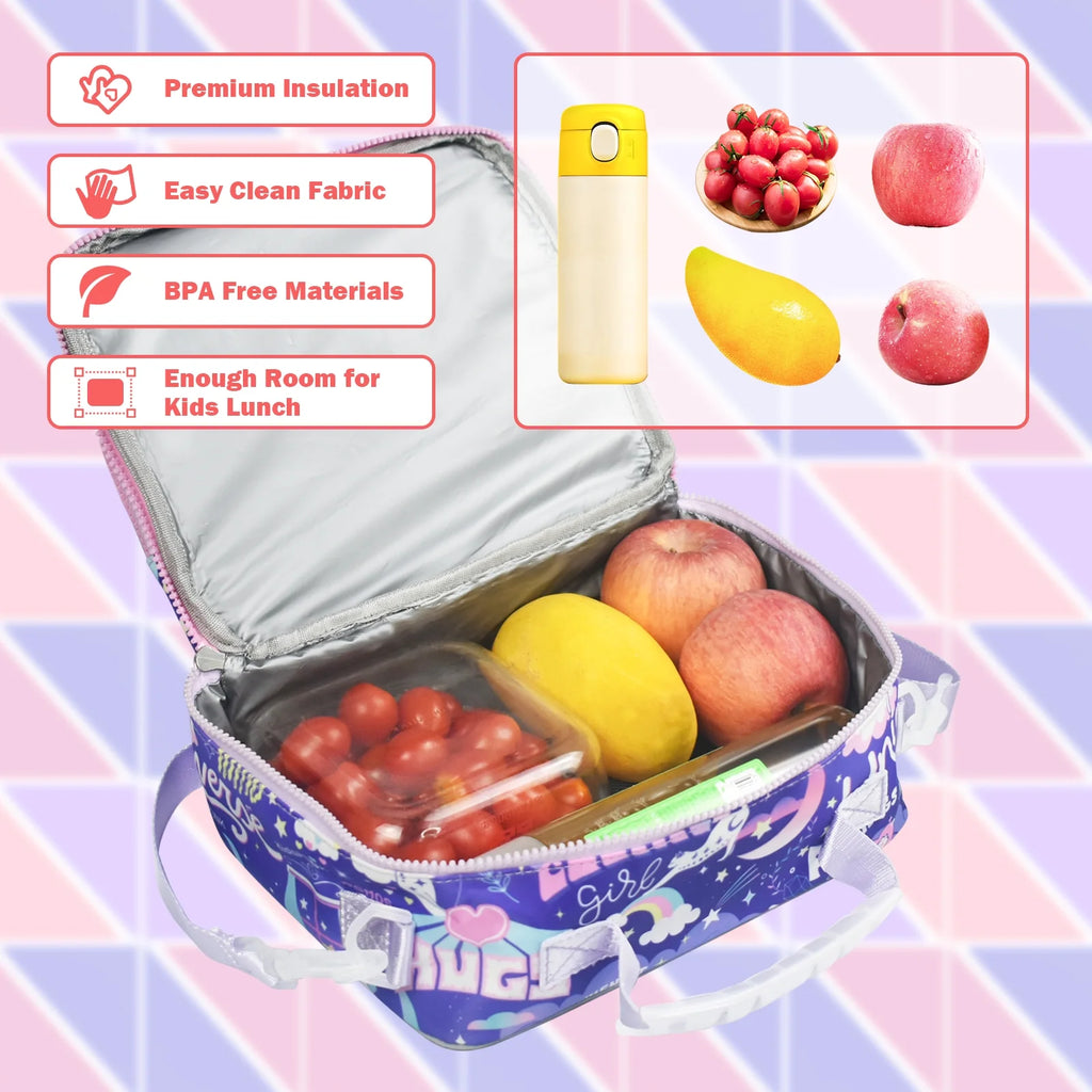 Insulated Lunch Bag for Girls School Cute Cat Waterproof with Adjustable Strap G85128