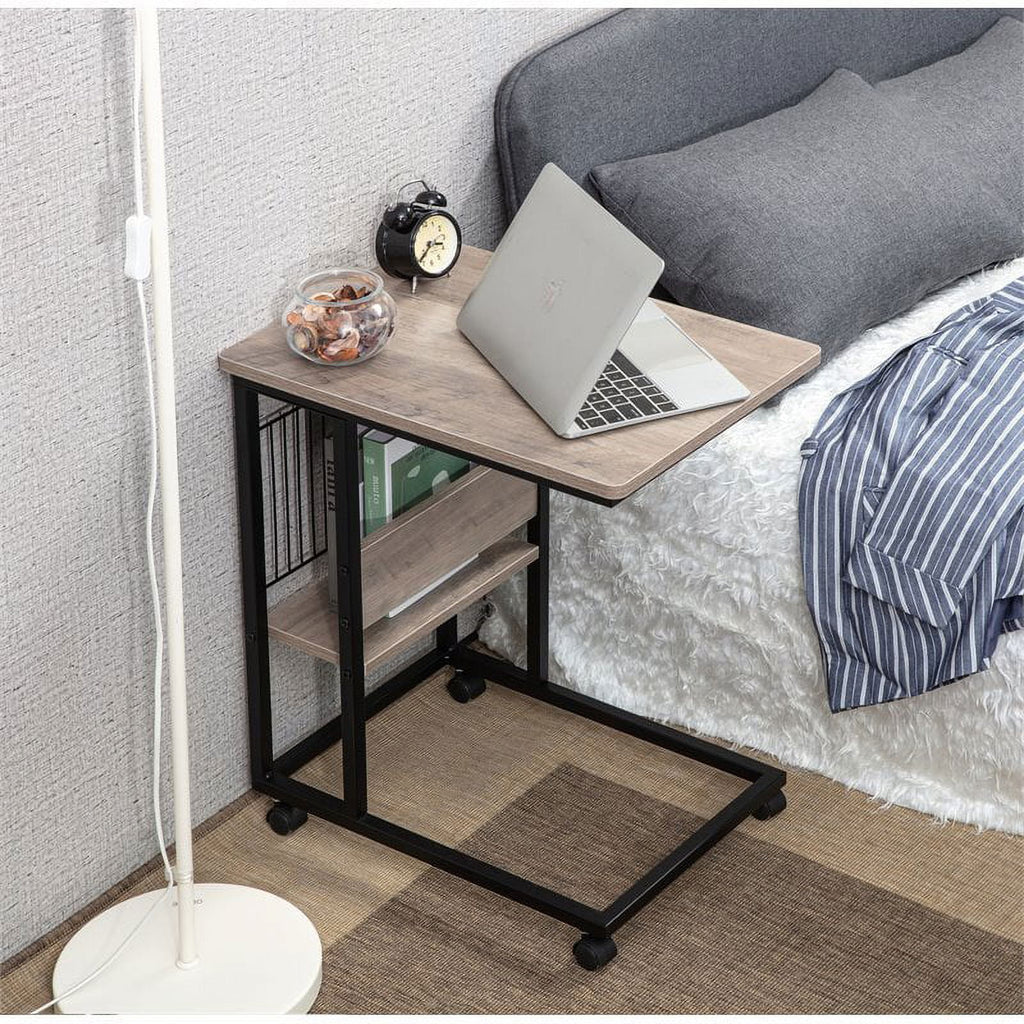 Modern Wood End C Table with Magazine Holder H75534