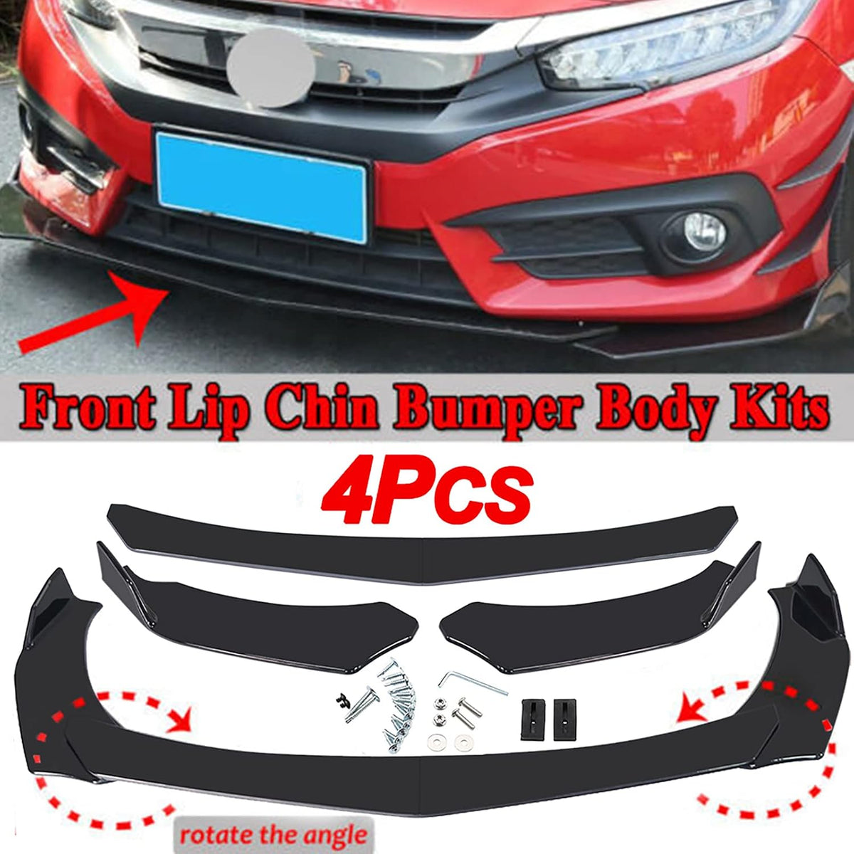 Universal Front Bumper Lip Chin Spoiler PP Pack of 2 J818