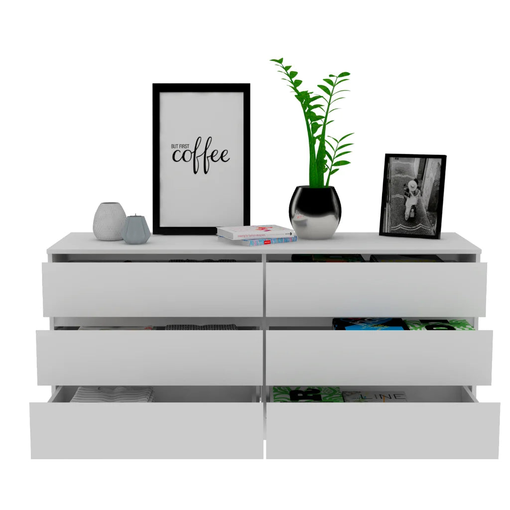 6 Drawer Double Dresser Light Gray E910966