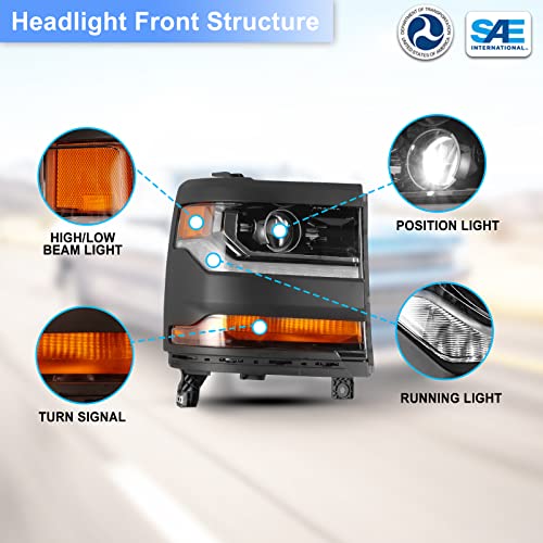 Chrome Projector Headlight Assembly with LED Sequential Turn Signal 1 Pair K889