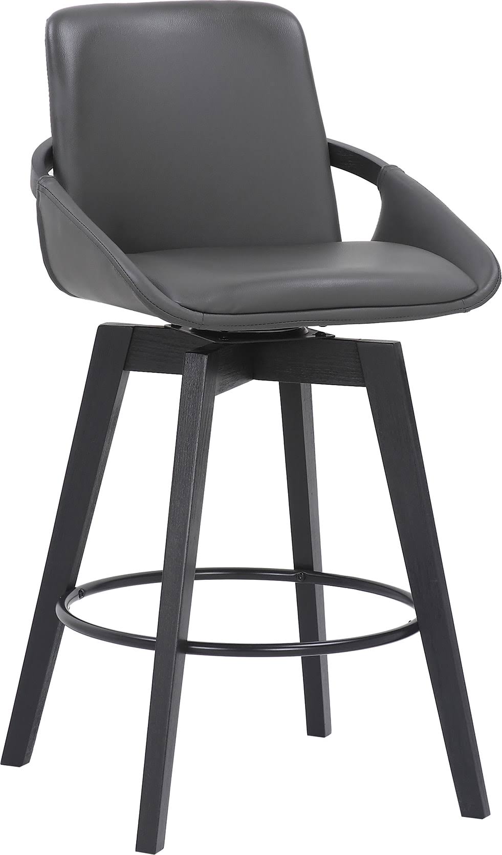 Swivel Wood Bar or Counter Height Stool in Faux Leather A541