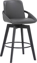 Swivel Wood Bar or Counter Height Stool in Faux Leather A541