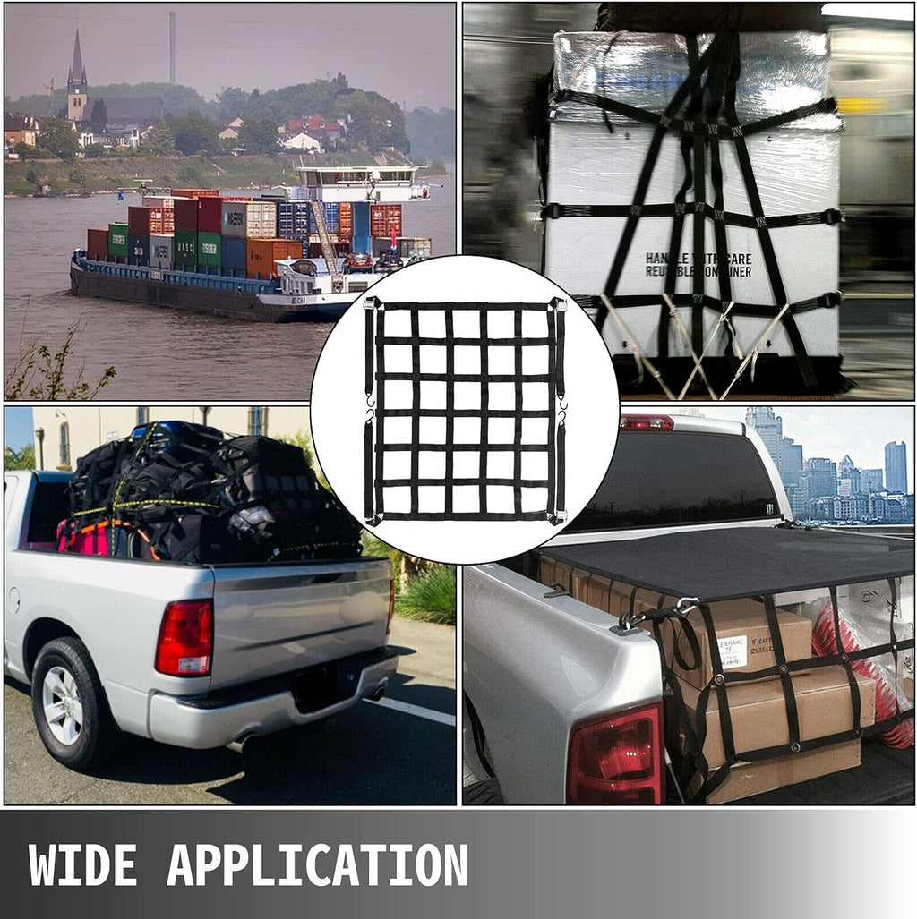 6.8'x 4.1' Heavy Duty Truck Bed Cargo Net with S-Hooks, 1100LBS, Pack of 2 Z33558