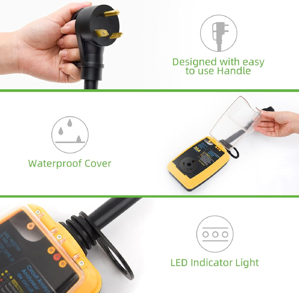 30 Amp RV Surge Protector with Waterproof Cover C4229