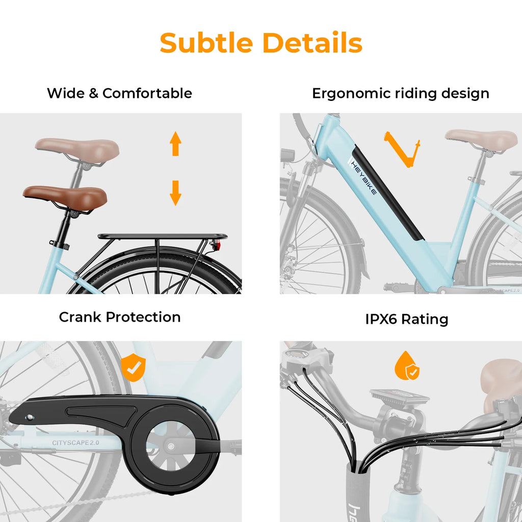 500W Electric City Cruiser Bicycle with 36V 13Ah Removable Battery T529680
