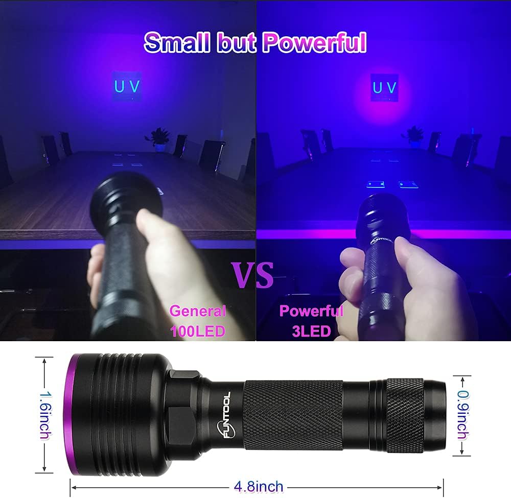 2 Pack Rechargeable UV Flashlight 385-395nm G638