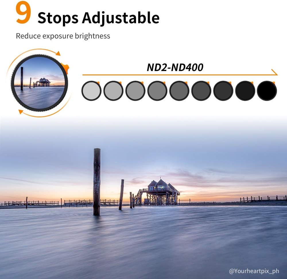 72mm Variable ND Filter ND2-ND400 with Multi-Layer Coatings AGC Glass K456