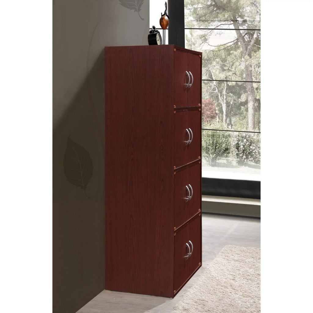 Mahogany Brown Bookcase Cabinet with Doors U384186