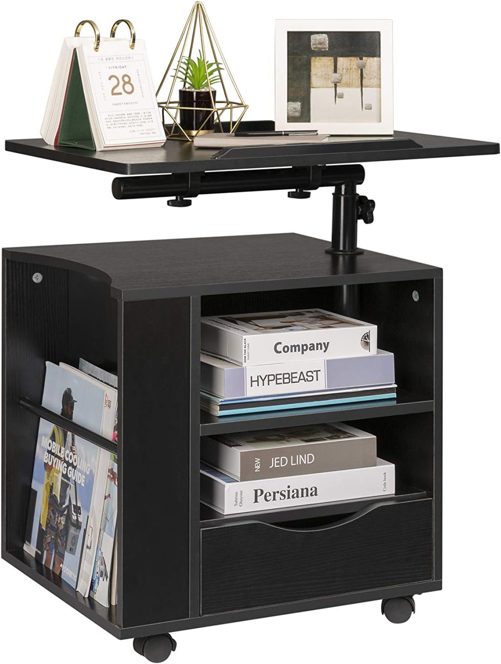 Black Wooden Bedside Table with Drawers I65542