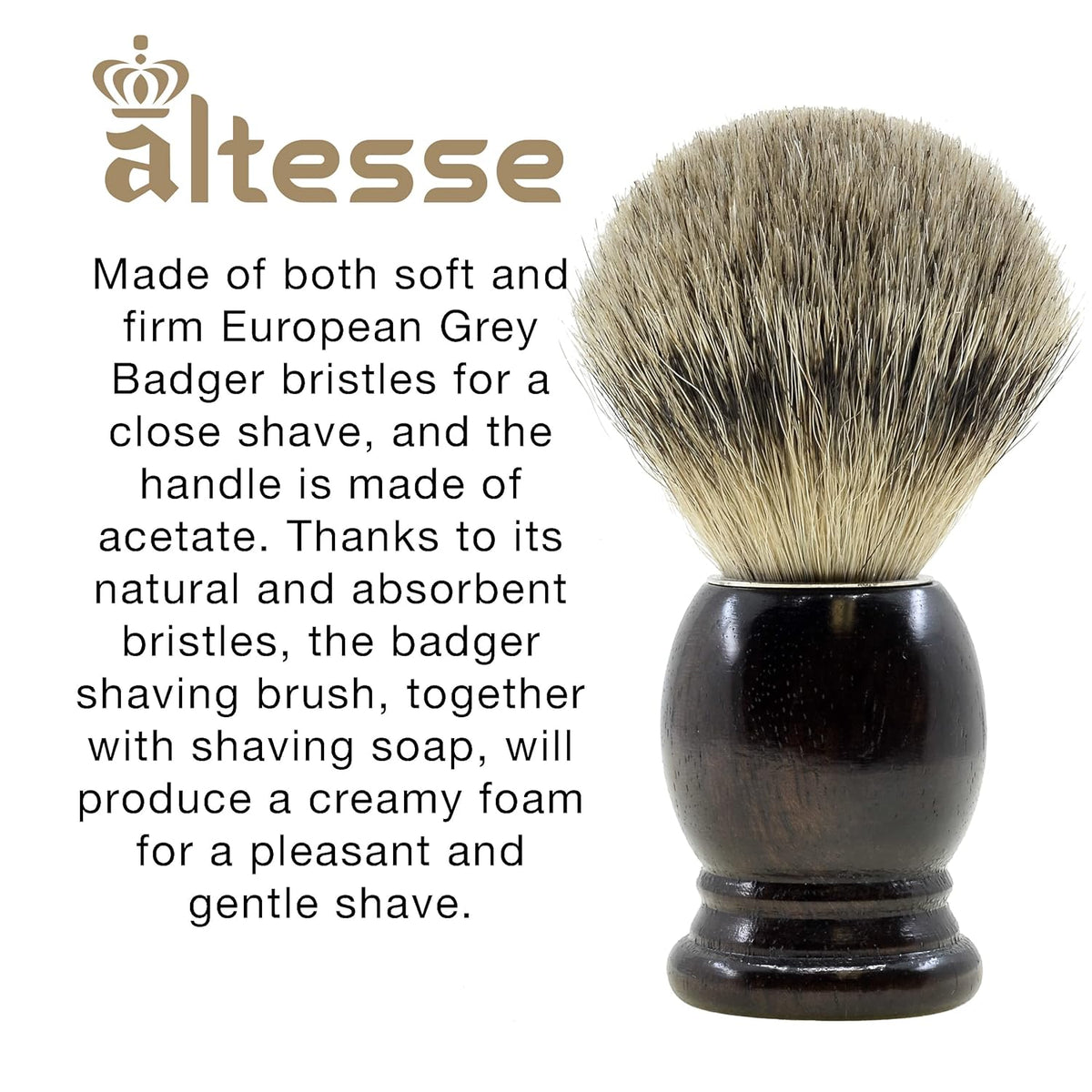 European Grey Badger Shaving Brush B487