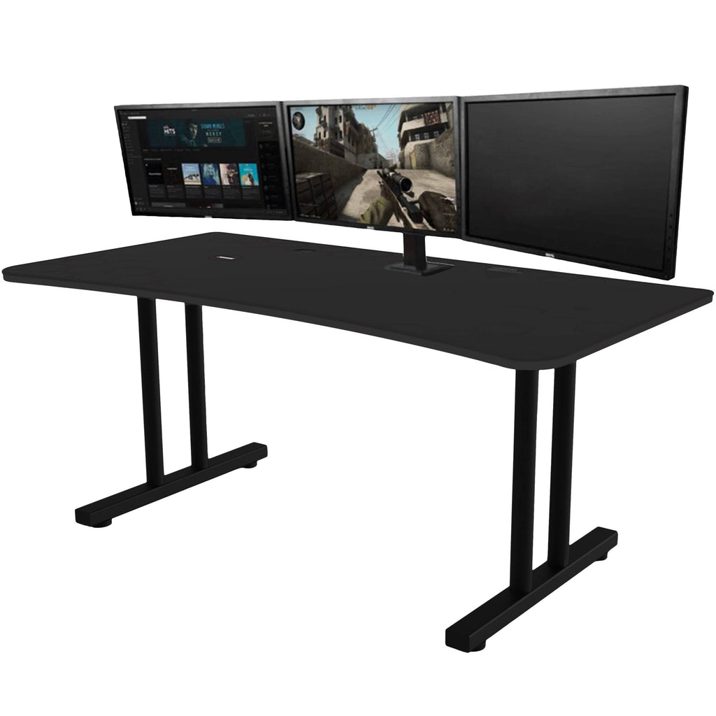Black Gaming Desk with Infinity Mousepad and Built-in Cellphone Charger W542394