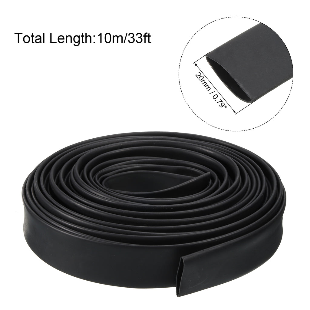 20mm Dia 33ft 4:1 Dual Wall Adhesive Lined Waterproof Heat Shrink Tubing Black S675769
