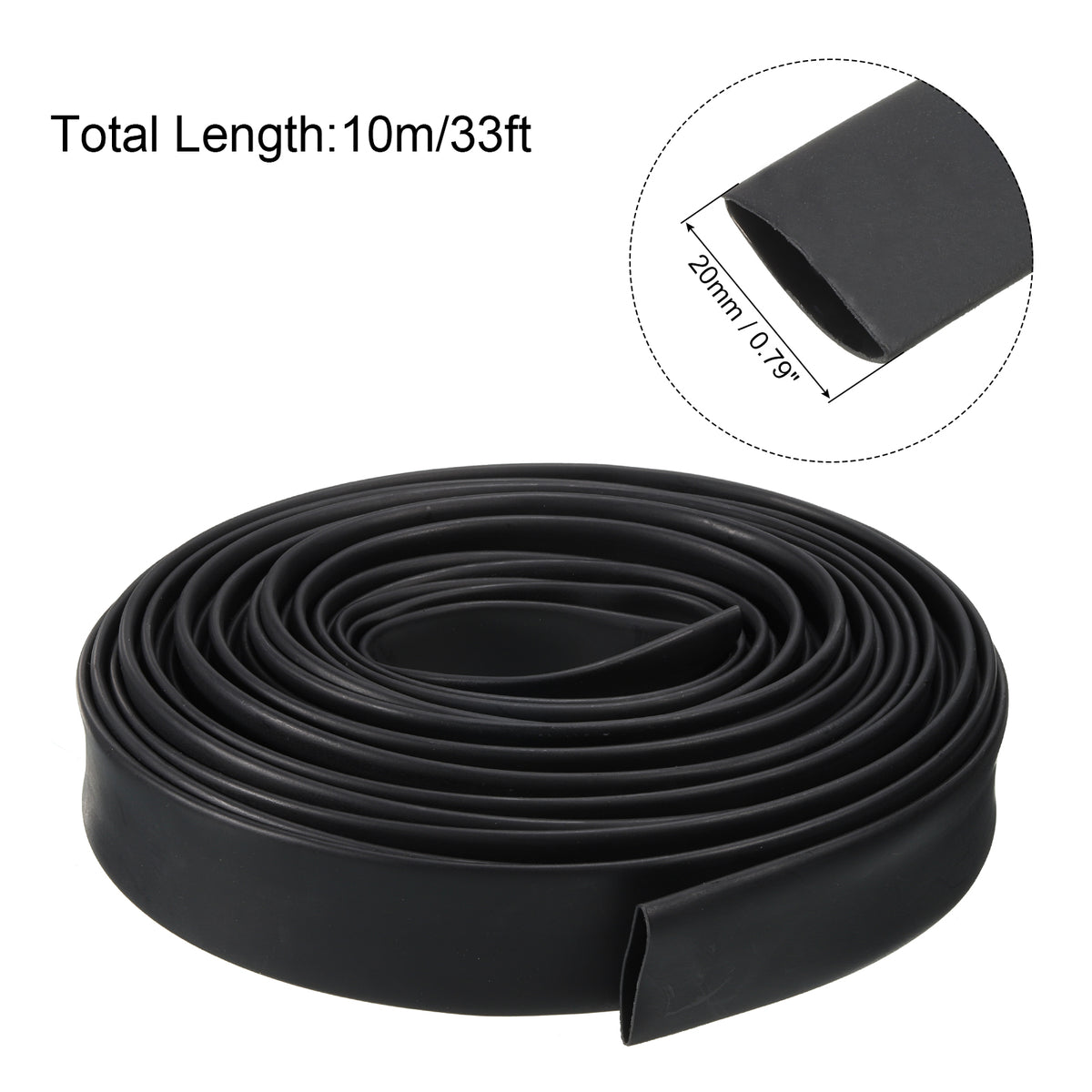 20mm Dia 33ft 4:1 Dual Wall Adhesive Lined Waterproof Heat Shrink Tubing Black S675769