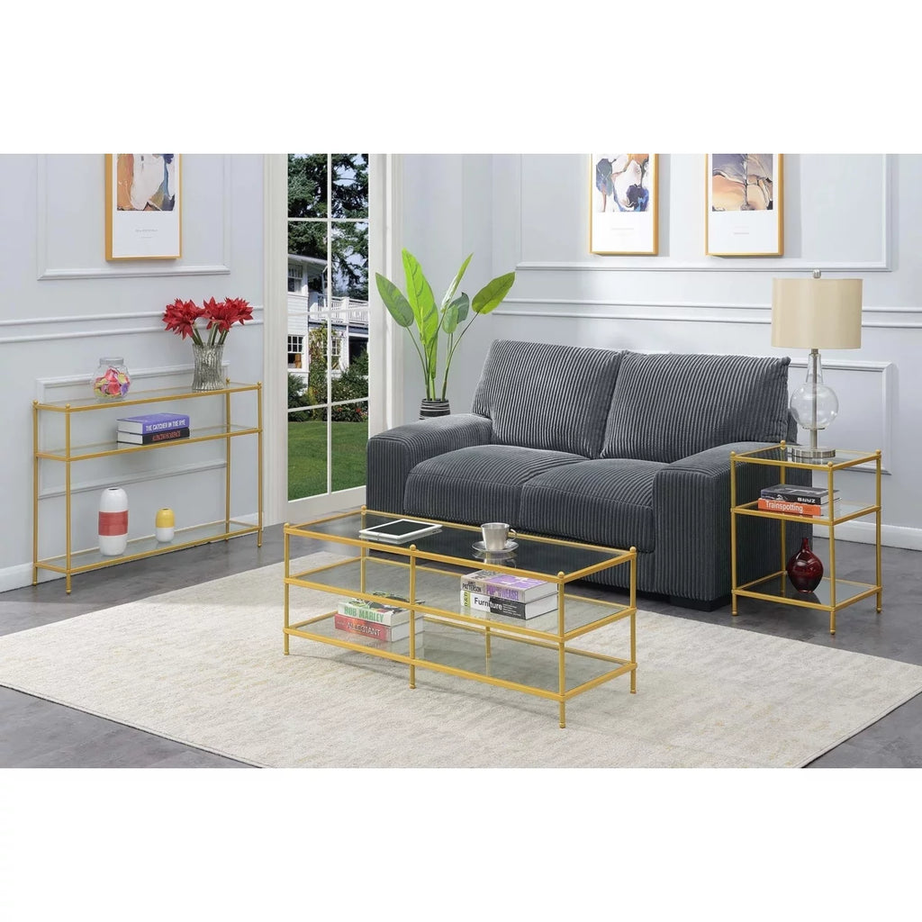Clear Glass and Gold Console Table G4129