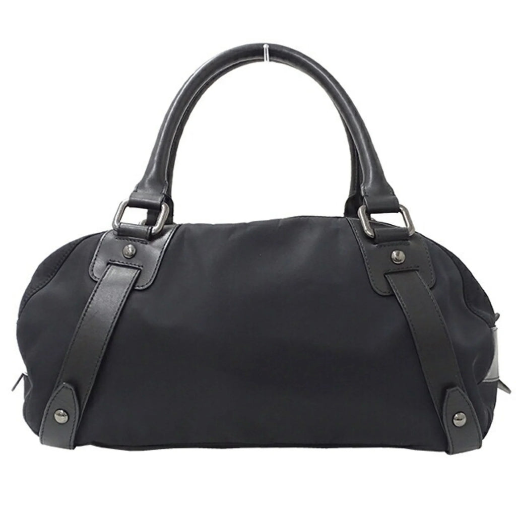 Pre-Owned Nylon Leather Black Boston Bag H675