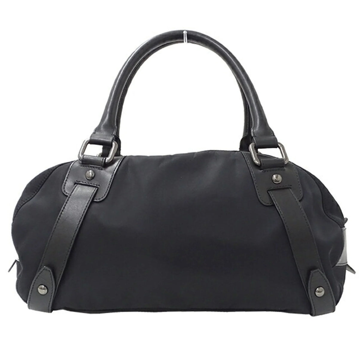 Pre-Owned Nylon Leather Black Boston Bag H675