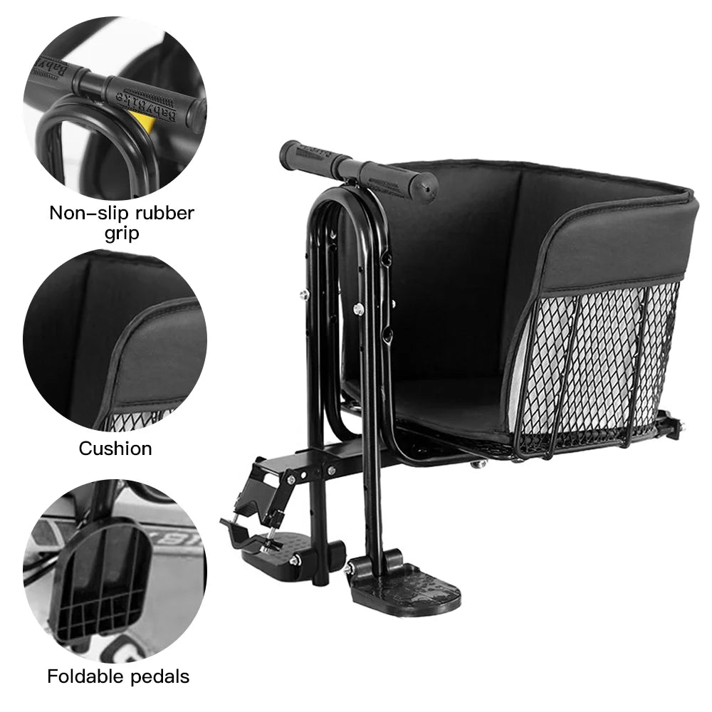 Front Seat Child Saddle with Pedals and Support for MTB Road Bike I702