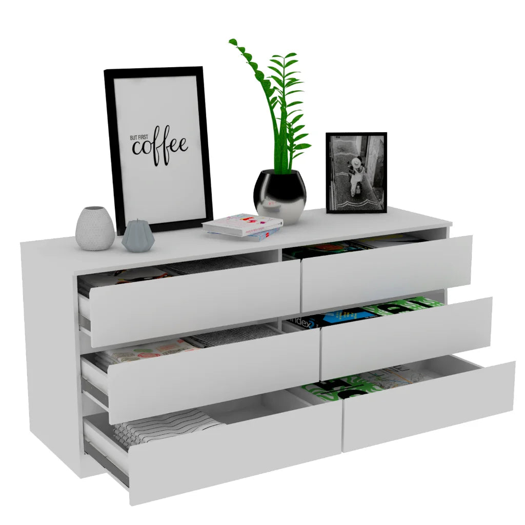 6 Drawer Double Dresser Light Gray E910966