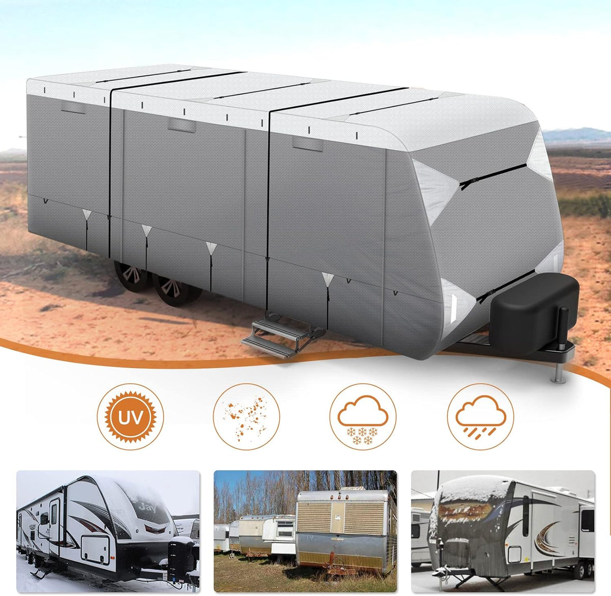 Waterproof Travel Trailer RV Cover with Cotton Lining G1732