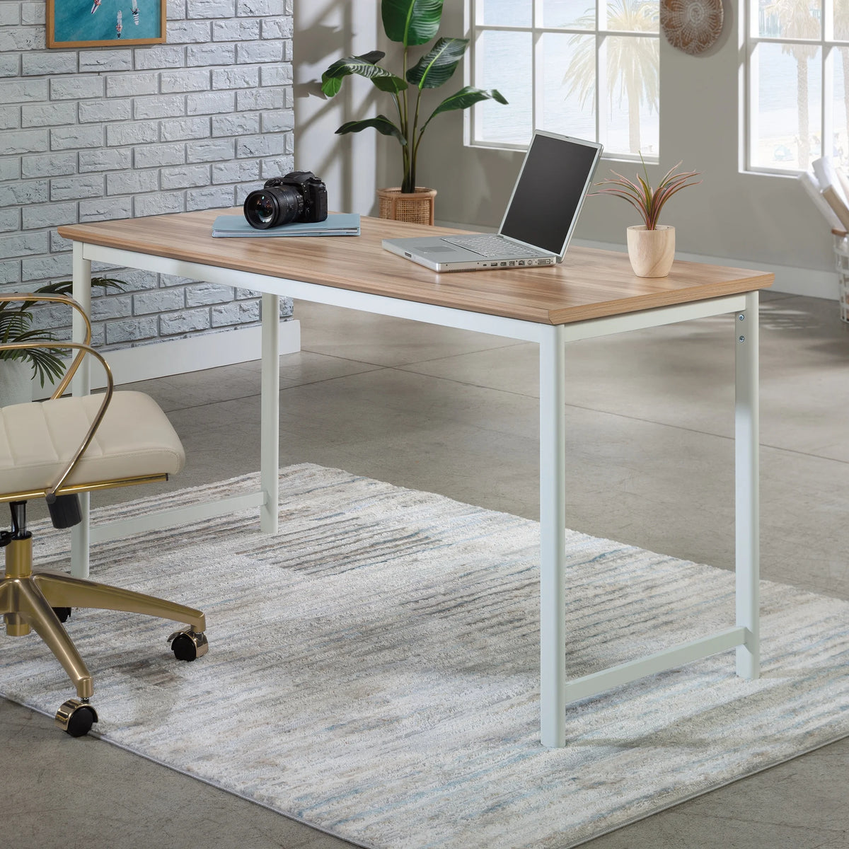 60" x 24" Office Table/Desk, Kiln Acacia Finish O848655