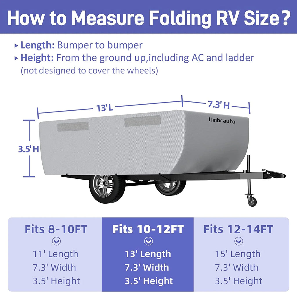 Gray Waterproof Pop Up Trailer Cover for 10' - 12' Trailers S8360