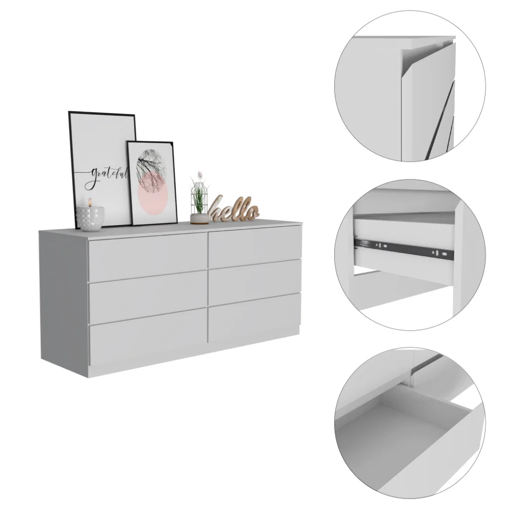 6 Drawer Double Dresser Light Gray E910966