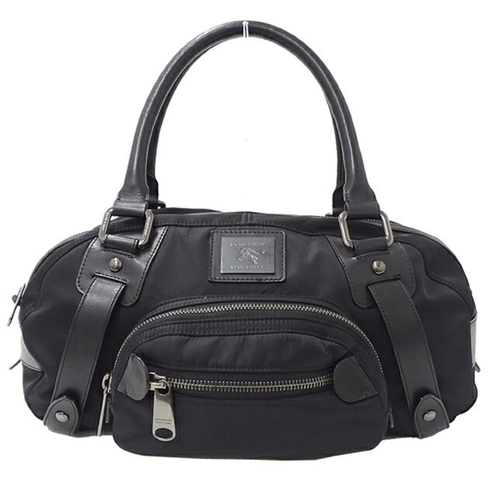 Pre-Owned Nylon Leather Black Boston Bag H675