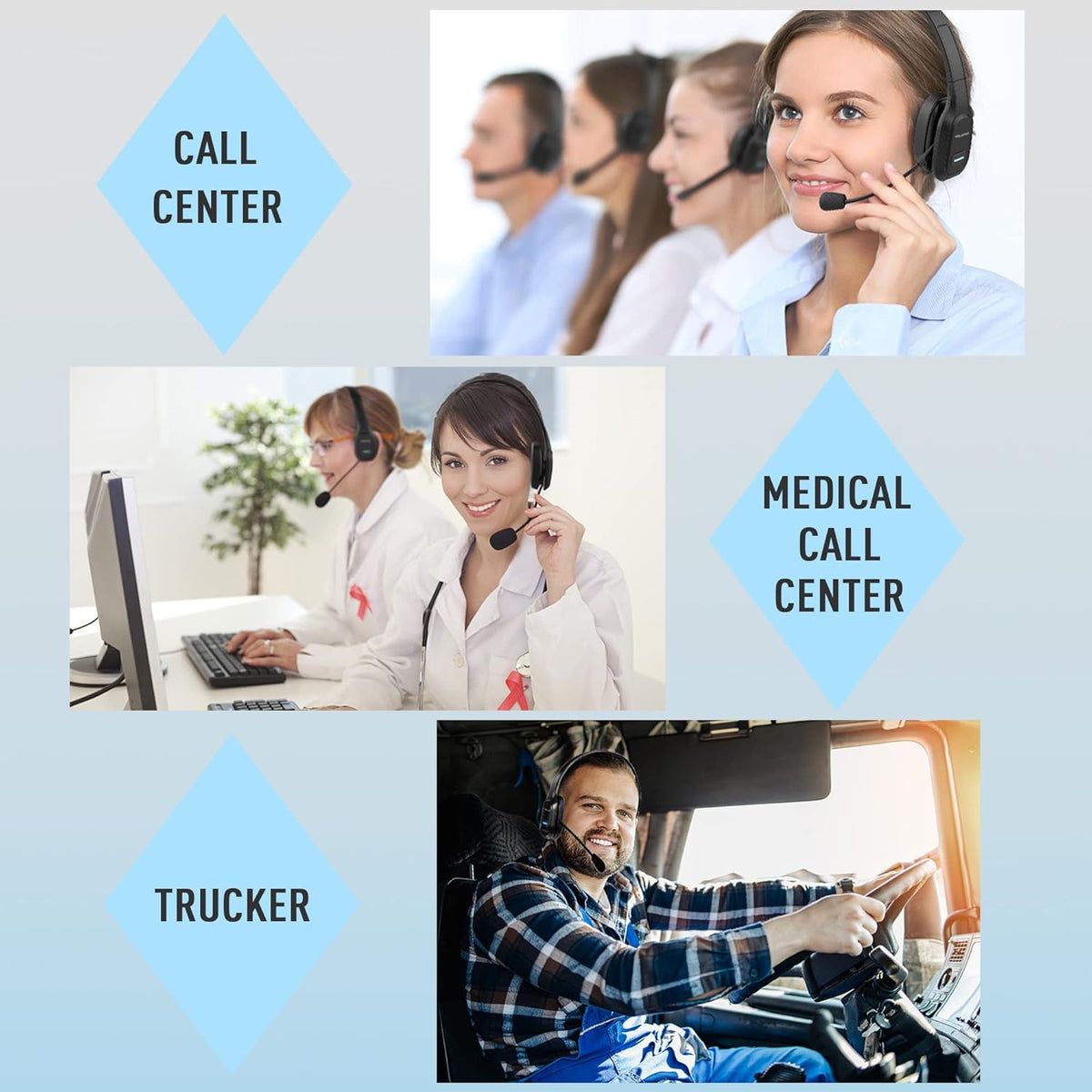 Wireless Headset with Microphone - Noise Canceling Headphones with Mic - On-Ear Earphones with USB Dongle - 32H Talk Time R31206