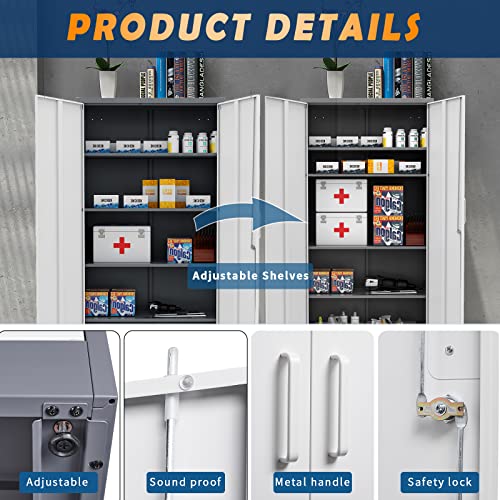 Metal Garage Storage Cabinet with 2 Doors and 5 Adjustable Shelves S52404