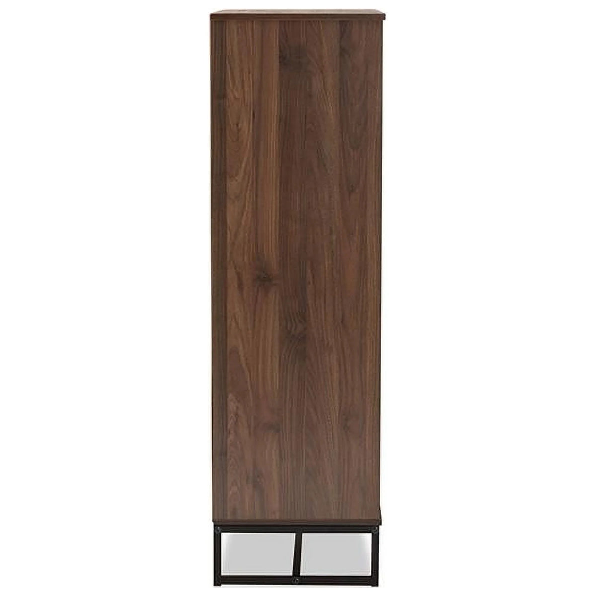 Walnut Brown Wood and Black Metal Storage S3723