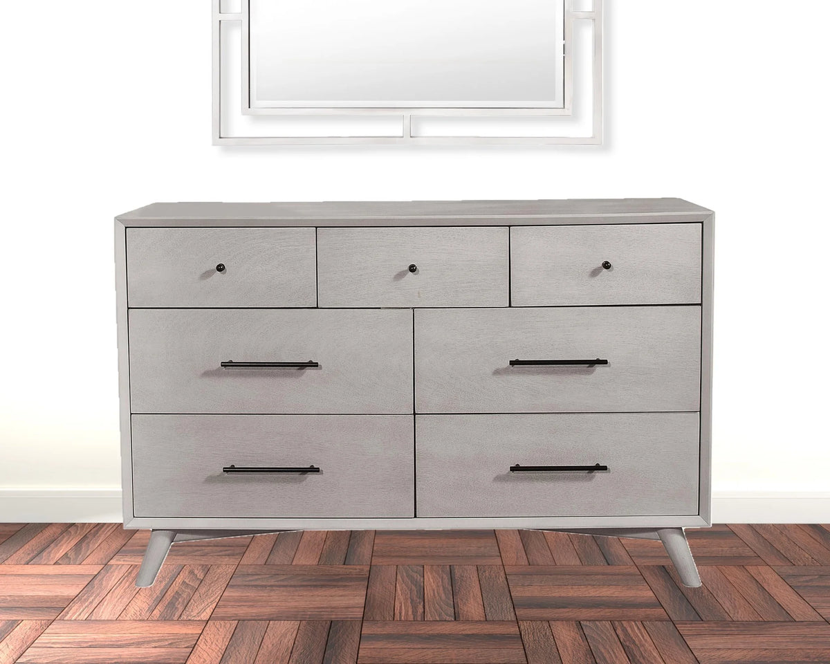 Gray Solid Wood Seven Drawer Double Dresser A11670