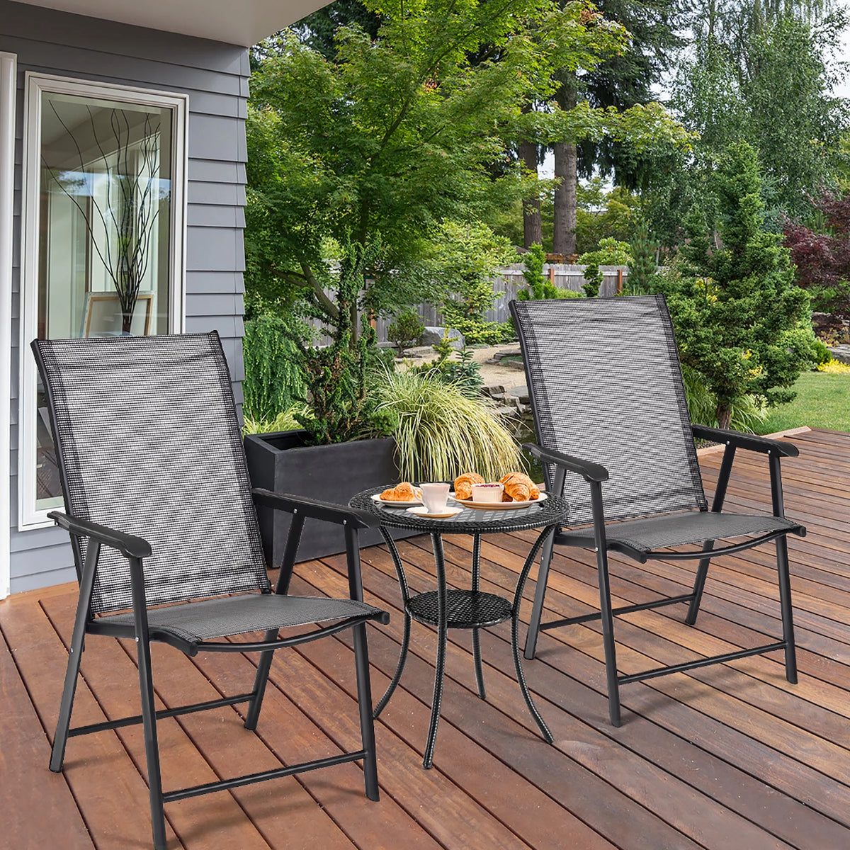 Set of 4 Outdoor Folding Chairs with Armrest T505518