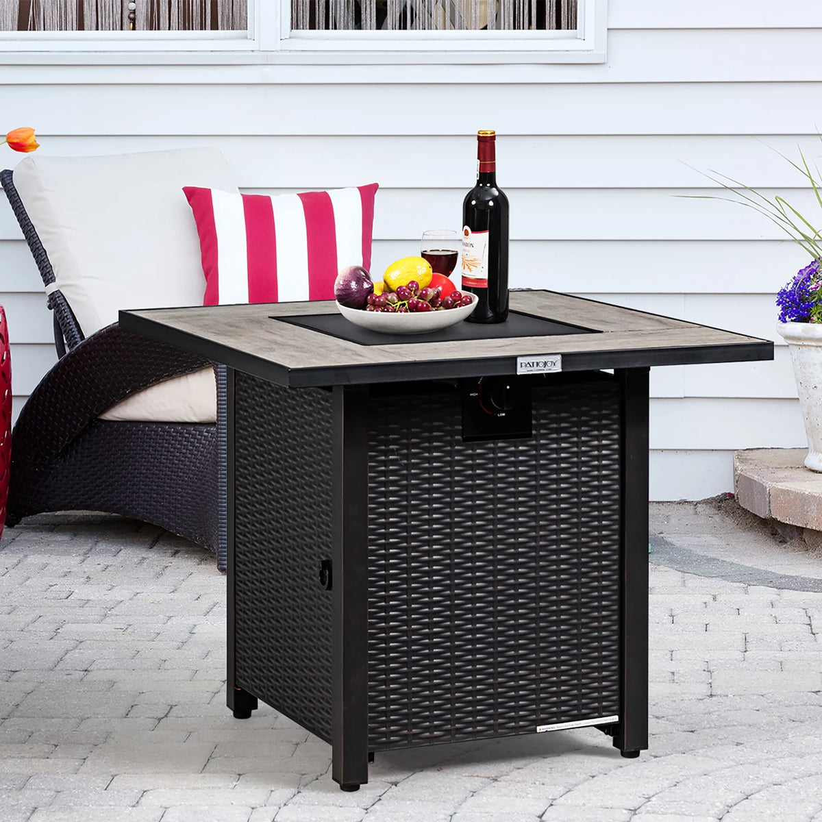 30'' Square Propane Gas Fire Pit Table 50,000 BTU with Cover P312