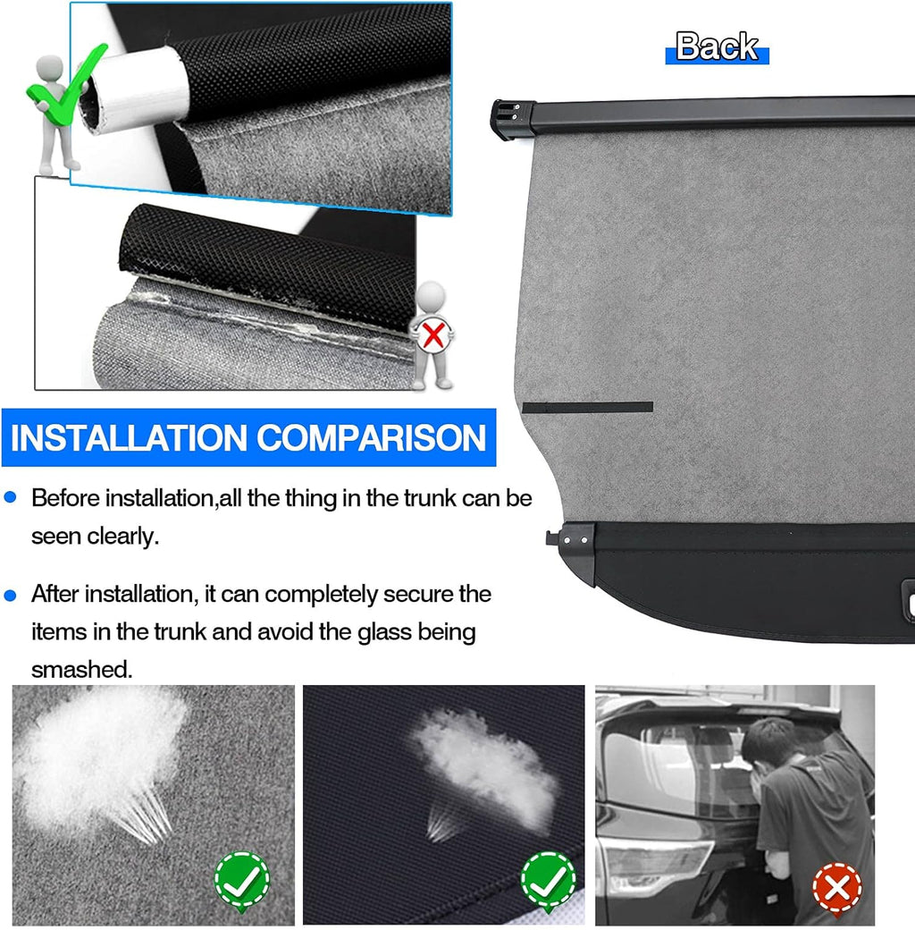 Cargo Cover Trunk Security Shade Black B230