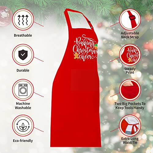 Red Christmas Baking Apron with 2 Pockets D5537
