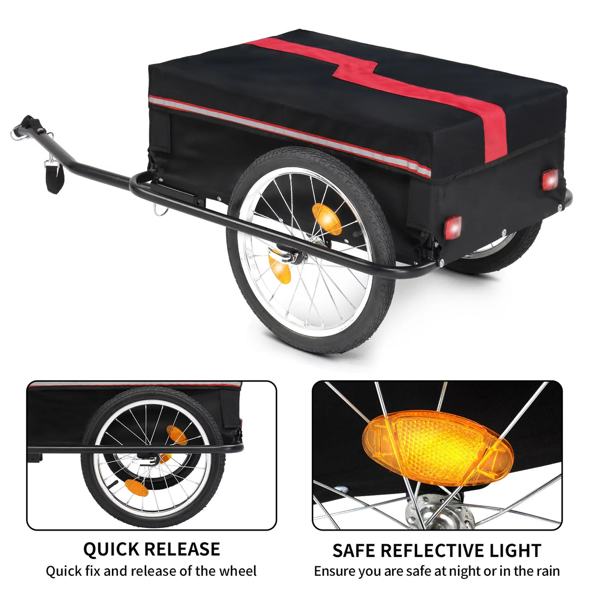 Bike Cargo Trailer with Removable Cover, 16 Wheels, Red A488124