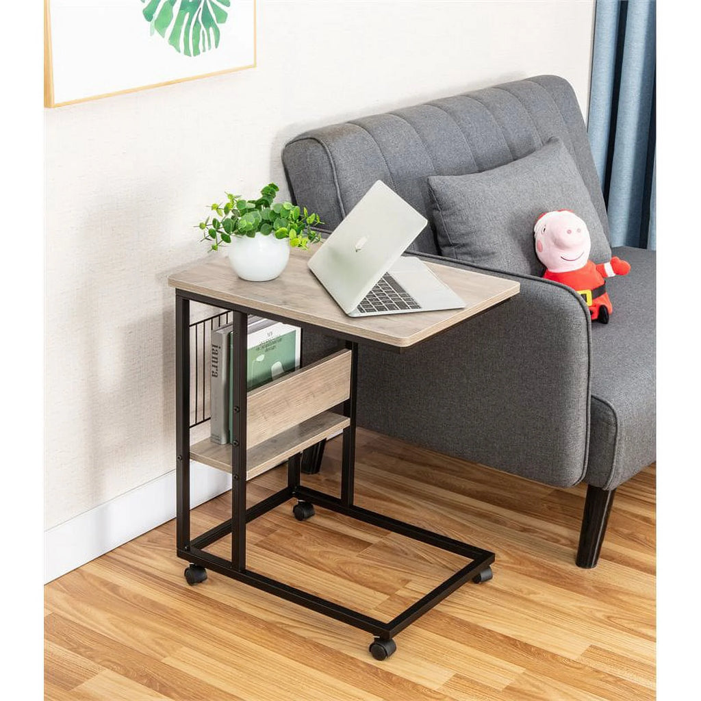Modern Wood End C Table with Magazine Holder H75534