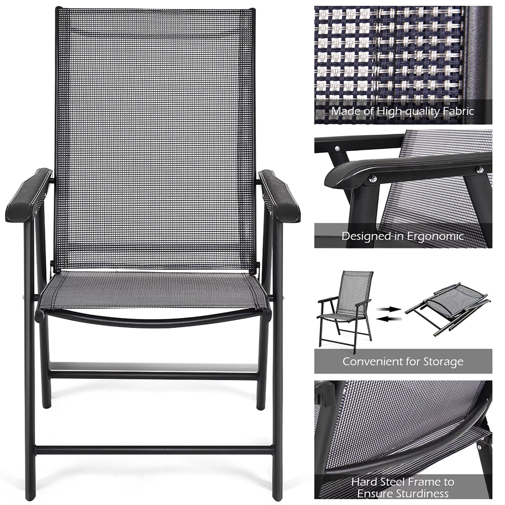 Set of 4 Outdoor Folding Chairs with Armrest T505518