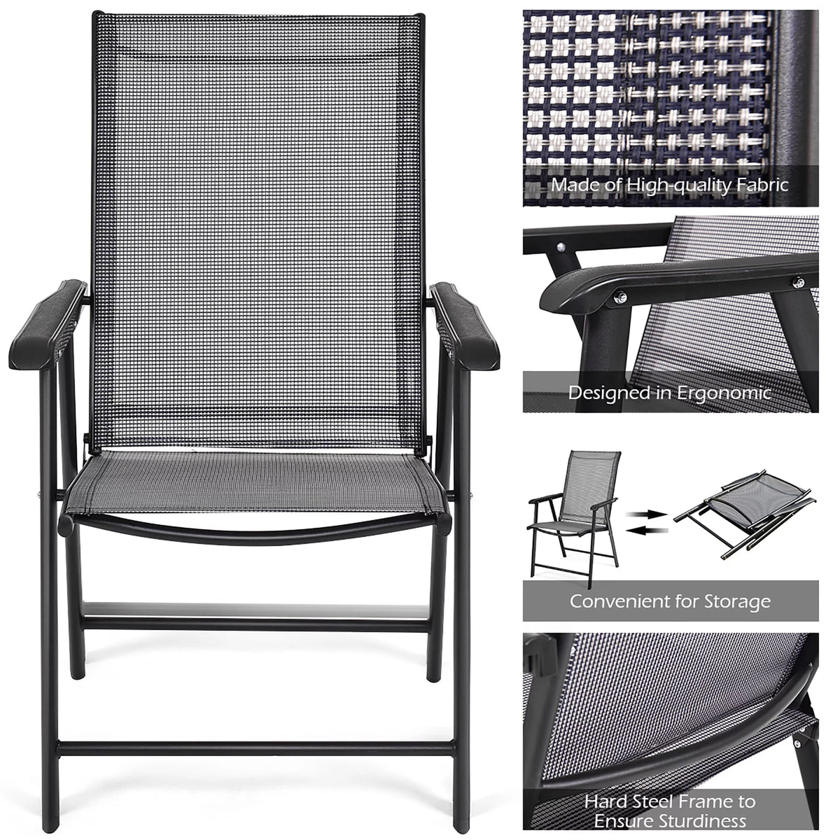 Set of 4 Outdoor Folding Chairs with Armrest T505518